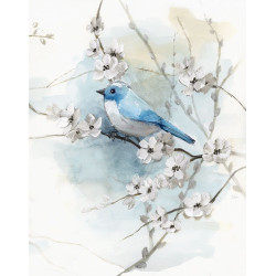 Modré květy s ptáčkem I