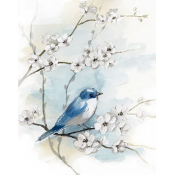 Modré květy s ptáčkem II