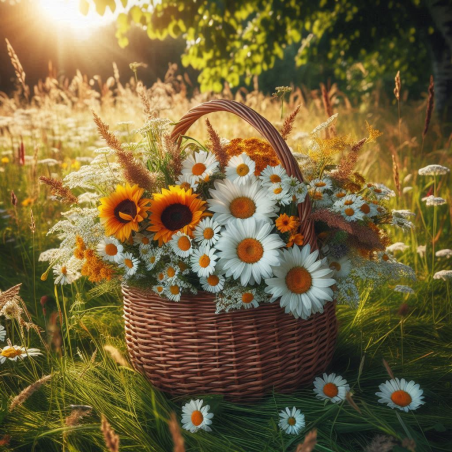 Luční kytice v košíku III