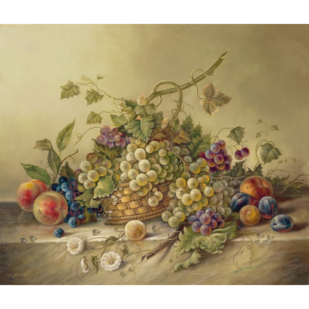 Ovocné zátiší 1 malba na desce