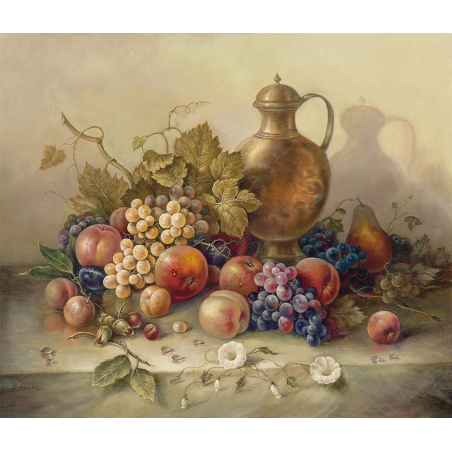 Ovocné zátiší 2 malba na desce