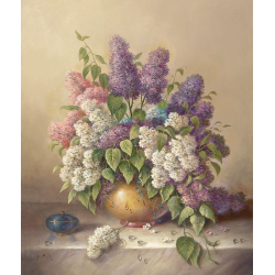 Šeříky ve váze 3 malba na desce