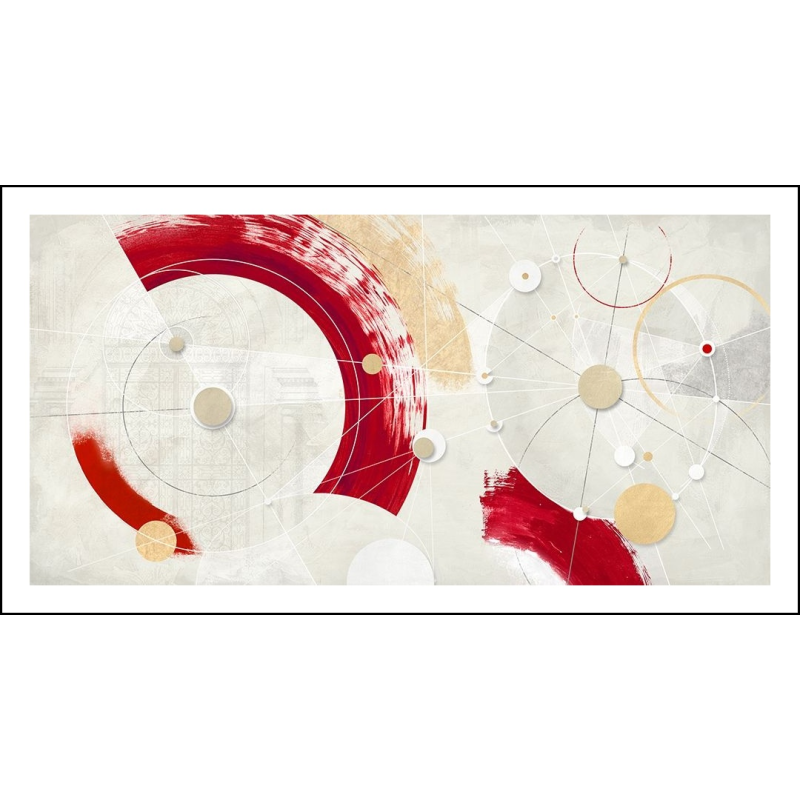 Abstraktní obraz- červená a zlatá I