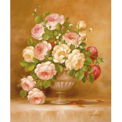 Růže ve váze 1 malba na desce