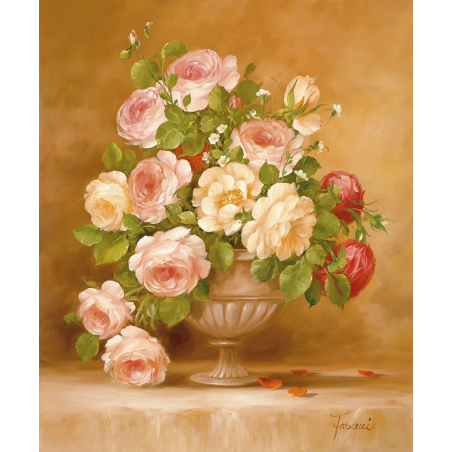 Růže ve váze 1 malba na desce