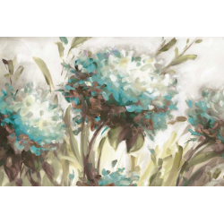 Modré květy obraz na desce